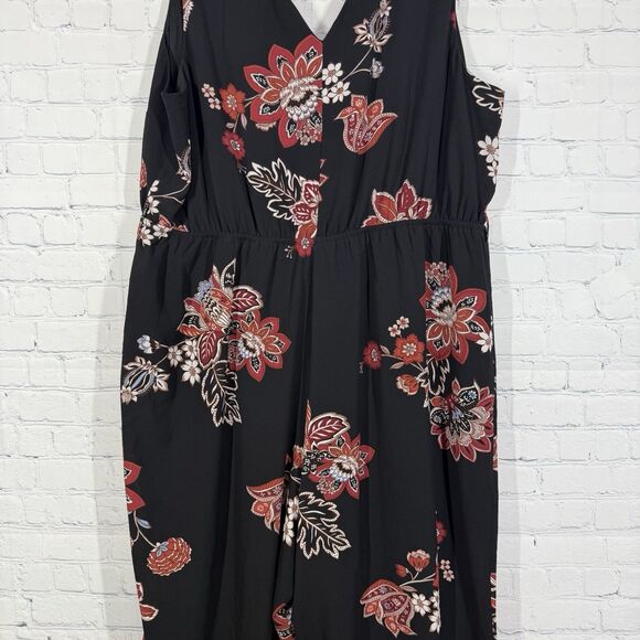Maurices Jumpsuit Women Plus Size 2X Floral Cottage Flowy Silky Resort Vacation - Picture 16 of 16